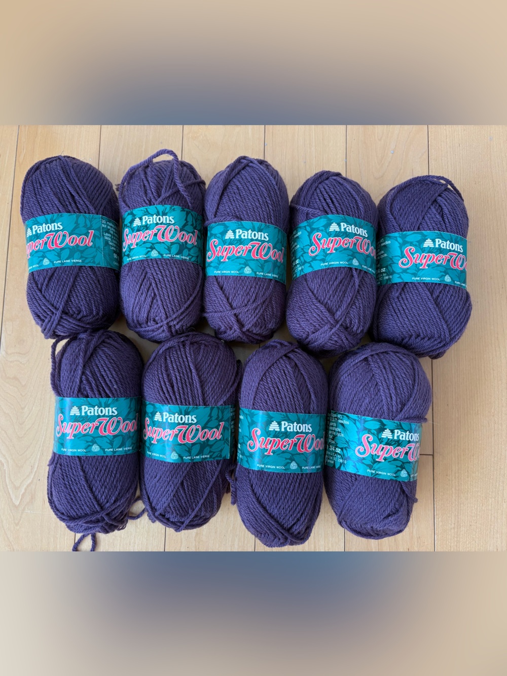 Patons Superwool 100% Wool Purple Yarn Lot of 9 Rare NOS Discontinued